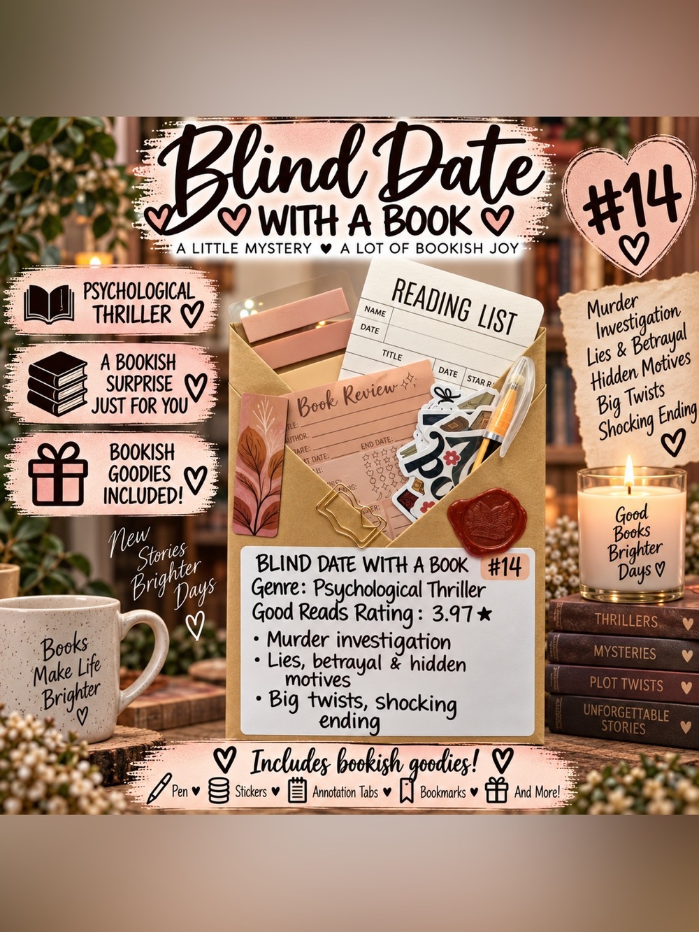 Blind Date With a Book #14 - Psychological Thriller Book & Accessories